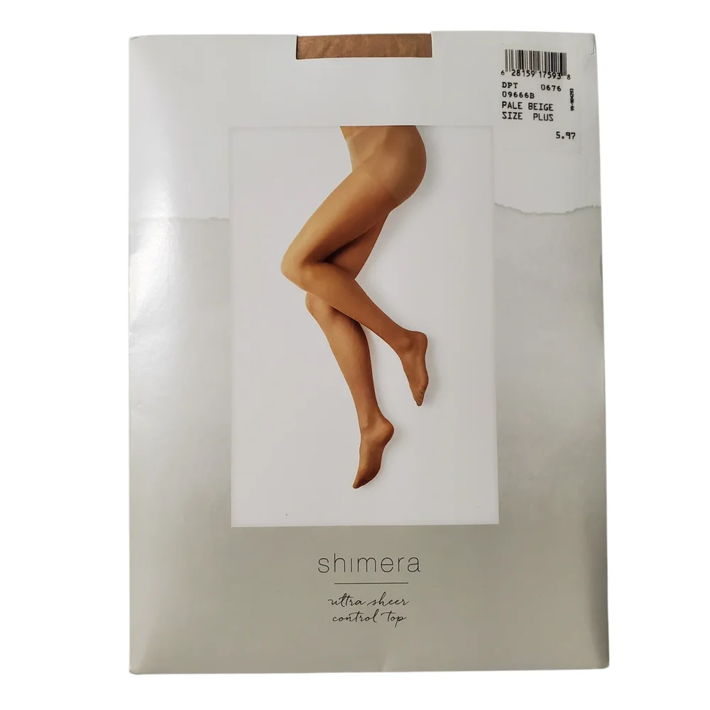 Shimera Sheer Tights Women's Size Plus Black Beige - 4 Pair
